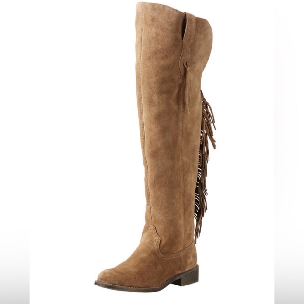 Ariat Farrah Fringe Western Boot, Brown Suede Over the Knee, 9M